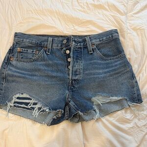Levi's Classic Blue Distressed Jean Shorts